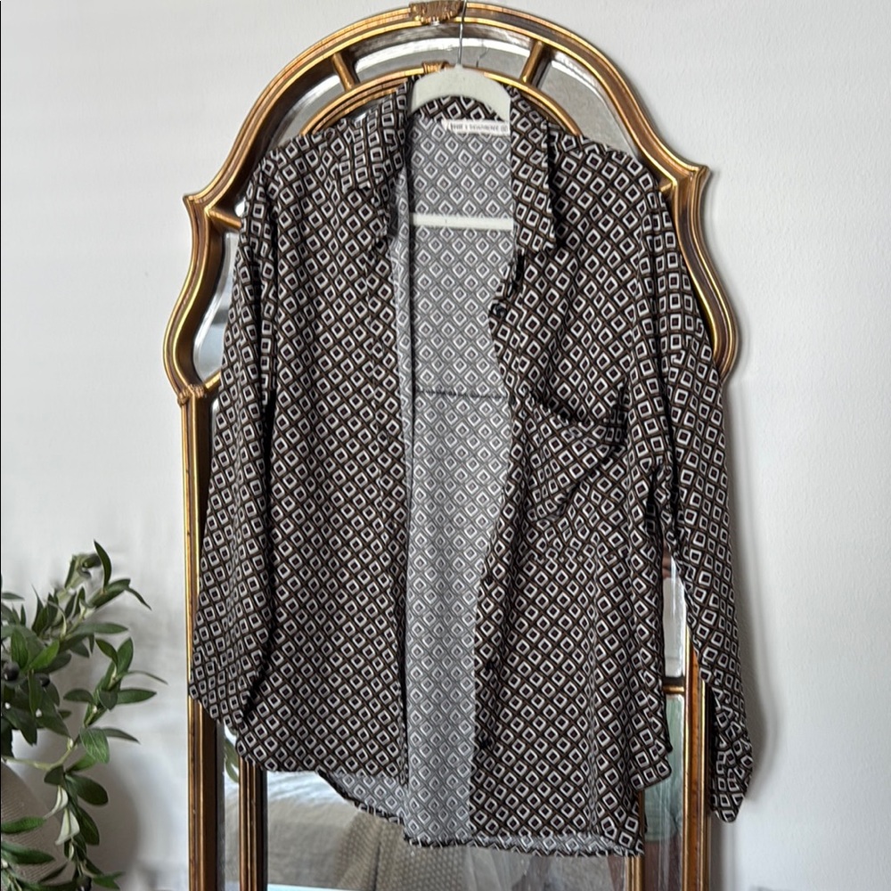 12th Teibe x The Salty Blonde Black and White Geometric Patterned Blouse